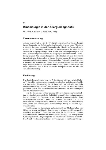 Kinesiologie in der Allergie-Diagnostik