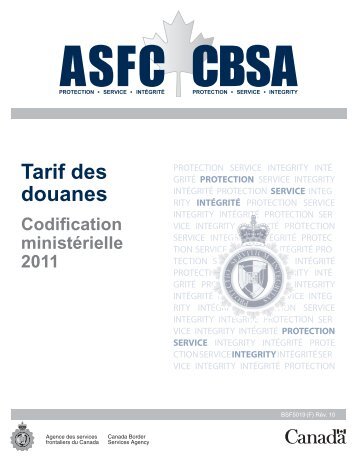 Tarif complet - Agence des services frontaliers du Canada