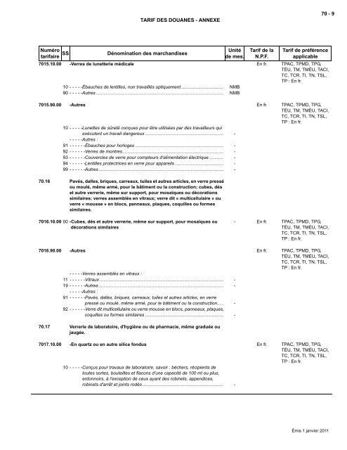 Tarif complet - Agence des services frontaliers du Canada