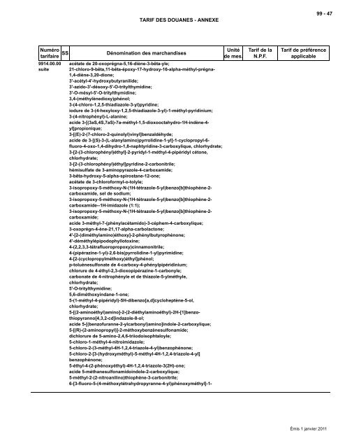 Tarif complet - Agence des services frontaliers du Canada