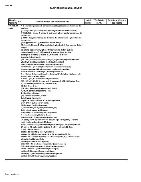 Tarif complet - Agence des services frontaliers du Canada