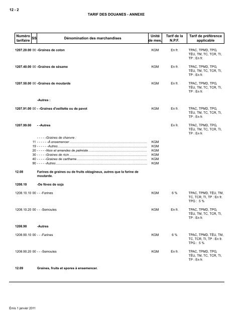 Tarif complet - Agence des services frontaliers du Canada