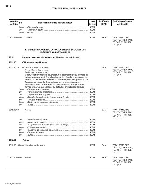 Tarif complet - Agence des services frontaliers du Canada