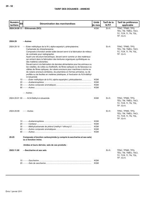 Tarif complet - Agence des services frontaliers du Canada