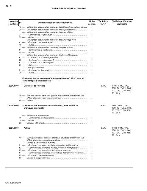 Tarif complet - Agence des services frontaliers du Canada