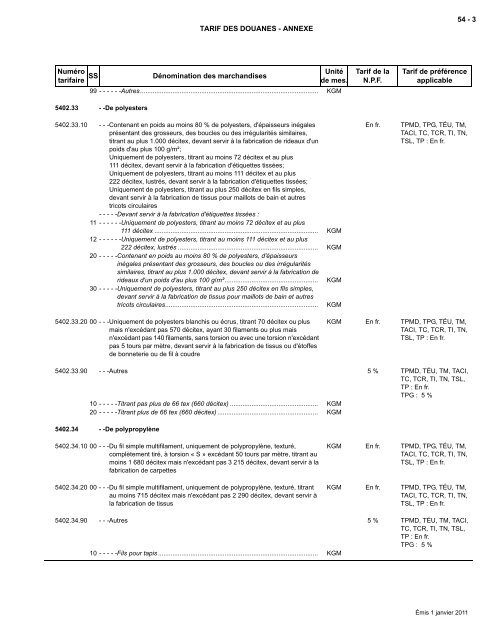 Tarif complet - Agence des services frontaliers du Canada