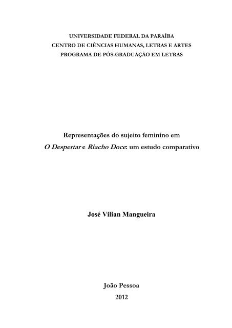 Representações do sujeito feminino em O Despertar e Riacho Doce ...