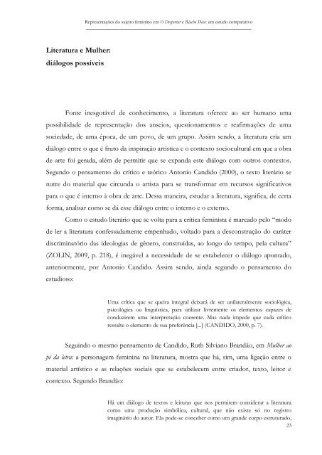 Representações do sujeito feminino em O Despertar e Riacho Doce ...