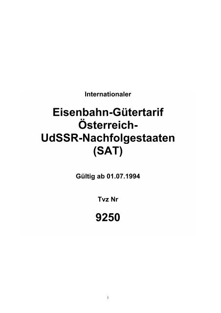 Eisenbahn-Gütertarif Österreich-UdSSR ... - ČD Cargo, as