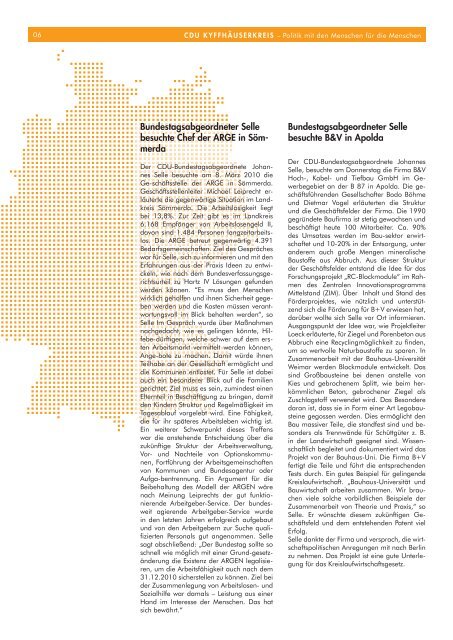 Ausgabe 01/2010 - CDU-Kyffhäuserkreis