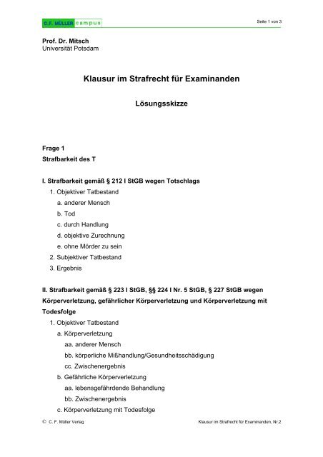 Klausur im Strafrecht für Examinanden - CF Müller Campus