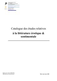 Catalogue des études relatives à la littérature érotique & sentimentale