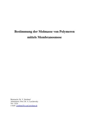 Bestimmung der Molmasse von Polymeren mittels Membranosmose