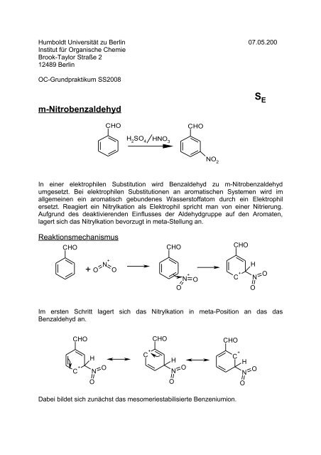 m- Nitrobenzaldehyd.pdf - Institut für Chemie - Humboldt-Universität ...