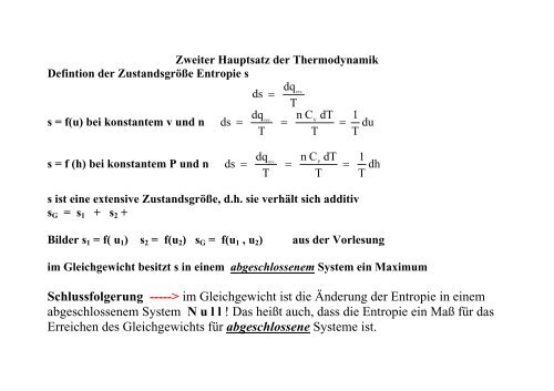 2 Satz Der Thermodynamik Zweiter Hauptsatz der Thermodynamik