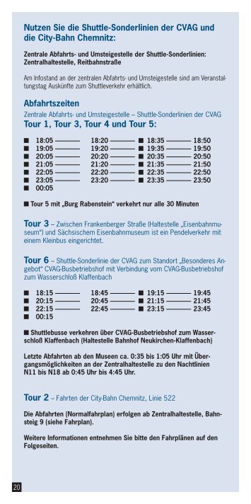 Shuttle-Sonderlinien der CVAG und der City-Bahn Chemnitz zur ...