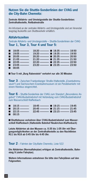 Shuttle-Sonderlinien der CVAG und der City-Bahn Chemnitz zur ...