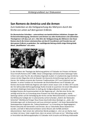 Hintergrund: San Romero de América und die Armen - Christliche ...