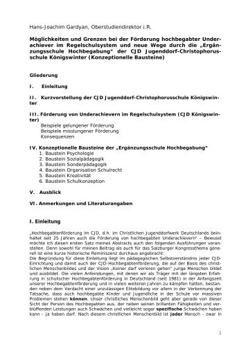Förderung hochbegabter Underachiever - CJD Christophorusschule ...