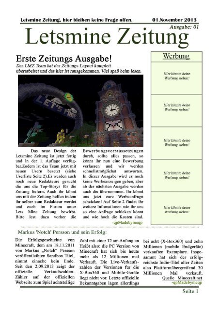 Letsmine Zeitung (Ausgabe 1)