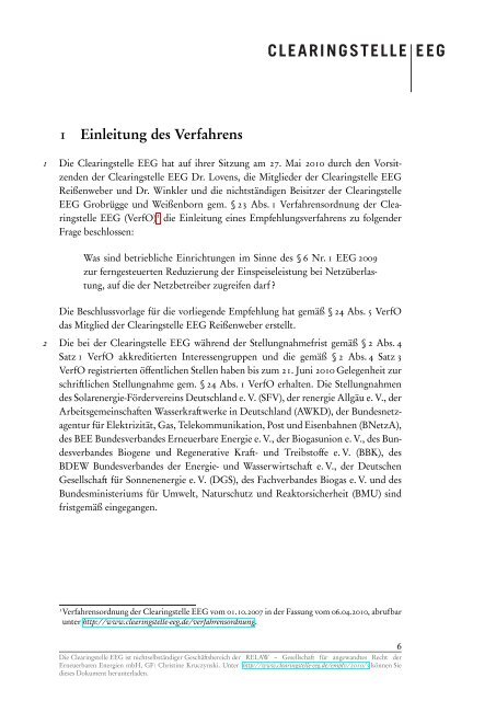 Empfehlung der Clearingstelle EEG vom 4. Oktober 2010--2010/5