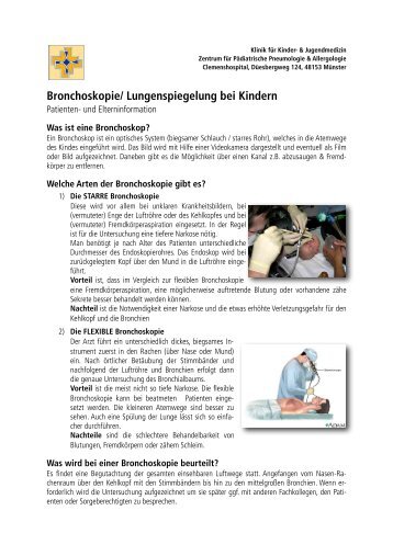 Bronchoskopie/ Lungenspiegelung bei Kindern - Clemenshospital ...