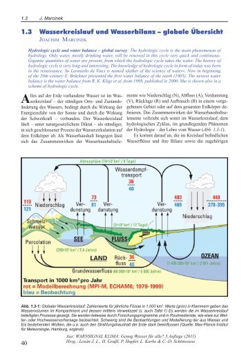 1.3 Wasserkreislauf und Wasserbilanz – globale Übersicht (J ...