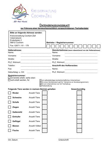 Datenerfassungsblatt - Landkreis Cochem-Zell