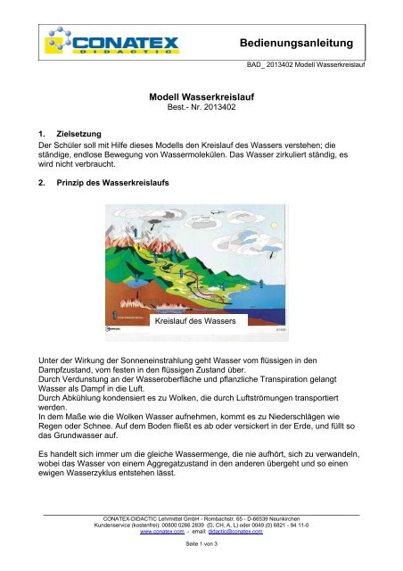 Modell des Wasserkreislaufs - Conatex-Didactic Lehrmittel GmbH