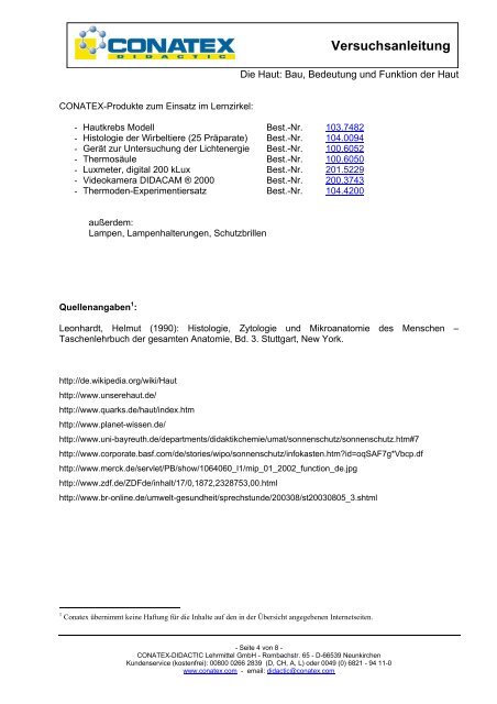 Versuchsanleitung - Conatex-Didactic Lehrmittel GmbH