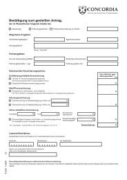 Bestätigung zum gestellten Antrag, - Concordia Versicherungsgruppe