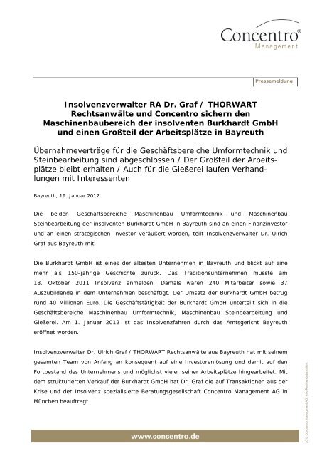 Insolvenzverwalter RA Dr. Graf / THORWART Rechtsanwälte und ...