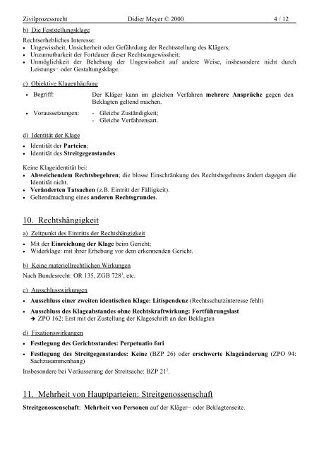 Zivilprozessrecht - Studentenverbindung Concordia Bern