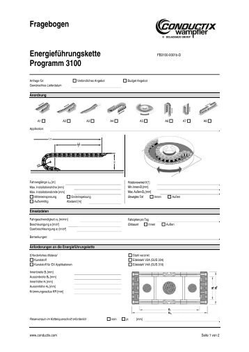 Fragebogen für Energieführungsketten - Conductix-Wampfler
