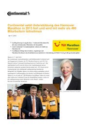 Continental setzt Unterstützung des Hannover Marathon in 2013 fort ...