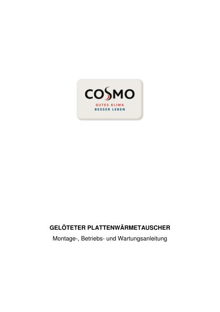 COSMO Montageanleitung Plattenwärmetauscher