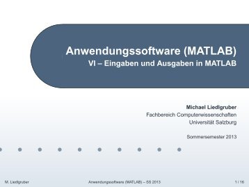 Eingaben und Ausgaben in MATLAB