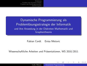 Dynamische Programmierung als Problemlösungsstrategie der ...