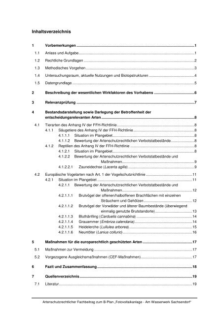 Artenschutzrechtlicher Fachbeitrag - Cottbus