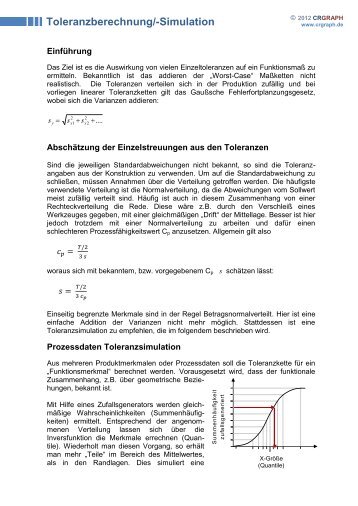 Prozessdaten Toleranzsimulation - Visual-XSel 2000