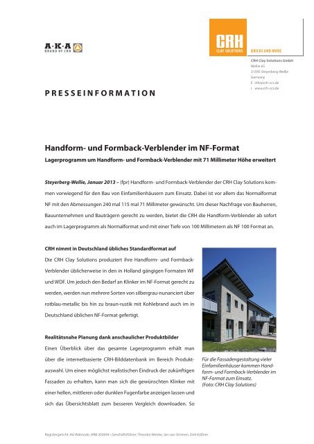 Handform- und Formback-Verblender im NF-Format ...