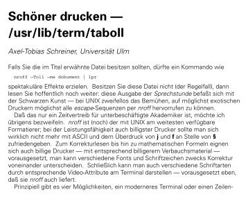 Schöner drucken -- /usr/lib/term/taboll