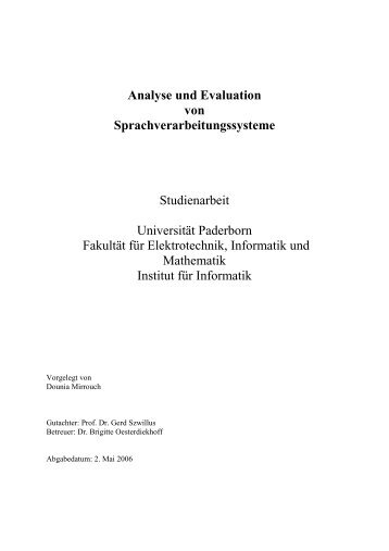 Analyse und Evaluation von Sprachverarbeitungssystemen