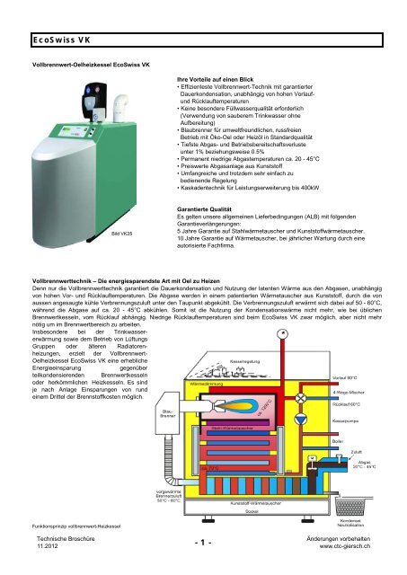 DE Technische Broschüre EcoSwiss VK - CTC Giersch AG