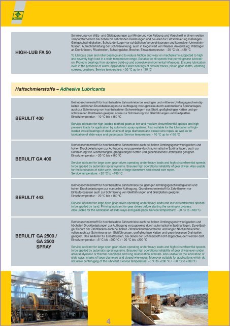 Hochleistungs-Schmierstoffe für die Industrie und den Bausektor ...