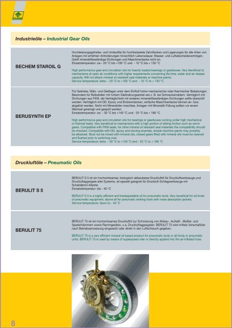 Hochleistungs-Schmierstoffe für die Industrie und den Bausektor ...