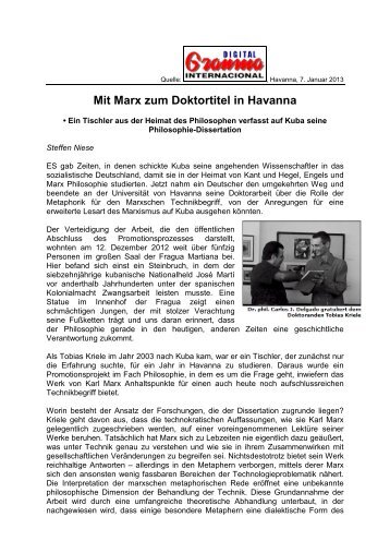 Mit Marx zum Doktortitel in Havanna