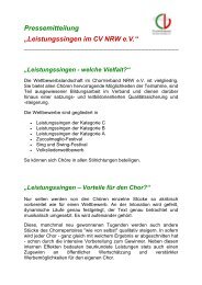 Pressemitteilung Leistungssingen - ChorVerband NRW eV