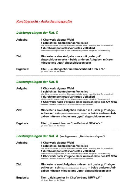 Pressemitteilung Leistungssingen - ChorVerband NRW eV