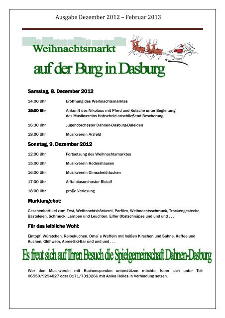 Dorfzeitung Dezember 2012 - Februar 2013 - Dasburg